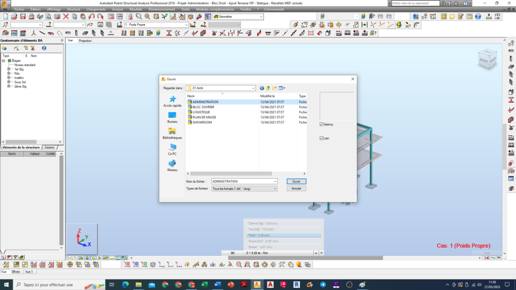 Autodesk Robot Structural Analysis -Conserver Lien Entre Fond de plan et Modèle