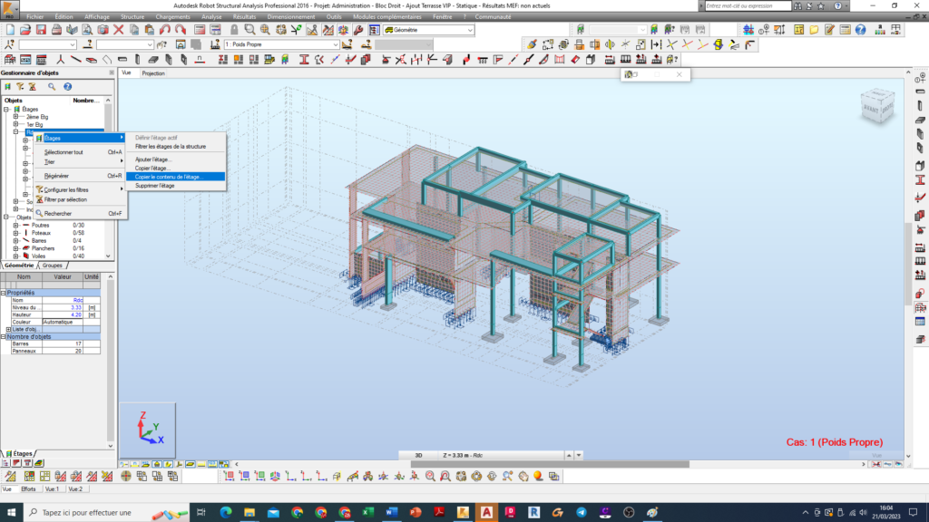 Autodesk Robot Structural Analysis - Copier le Contenu Sélectionné d'un étage à un autre