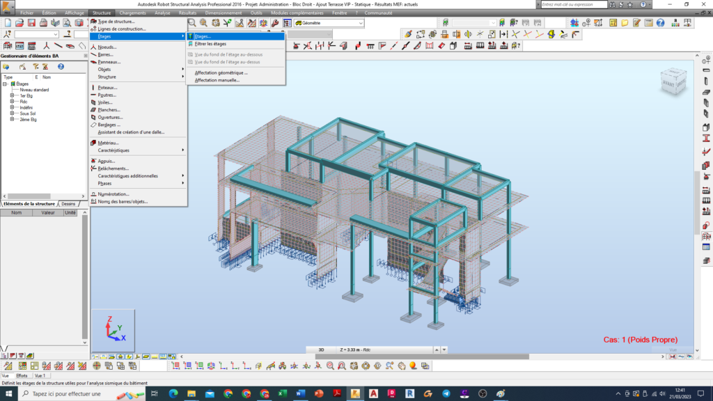 Autodesk Robot Structural Analysis -Définir les Etages - 1