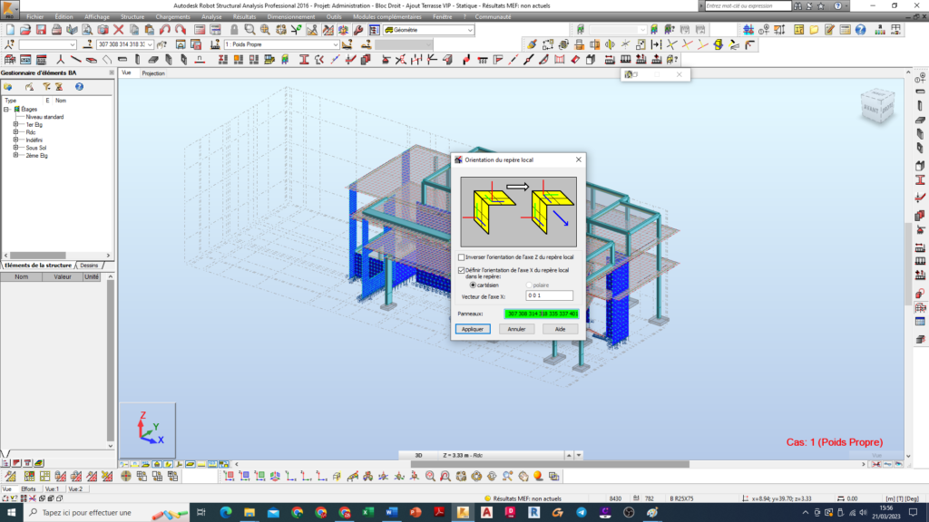 Autodesk Robot Structural Analysis - Orienter Repères Locaux des Voiles