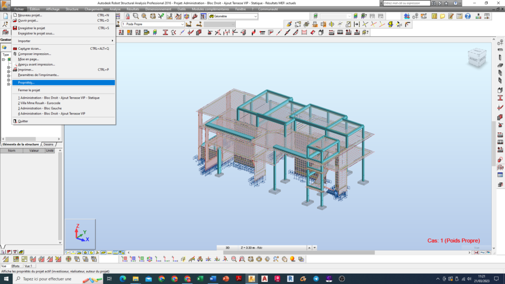 Autodesk Robot Structural Analysis - Propriétés du projet