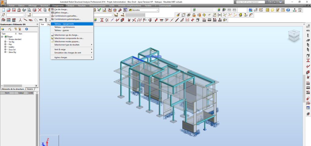 Autodesk Robot Structural Analysis - Afficher Tableau de Chargement