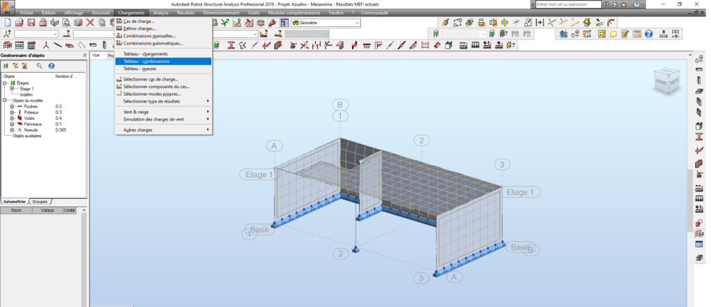 Autodesk Robot Structural Analysis -Demande de tableau des combinaisons automatiques