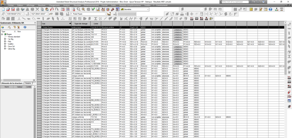 Autodesk Robot Structural Analysis - Tableau de Chargement